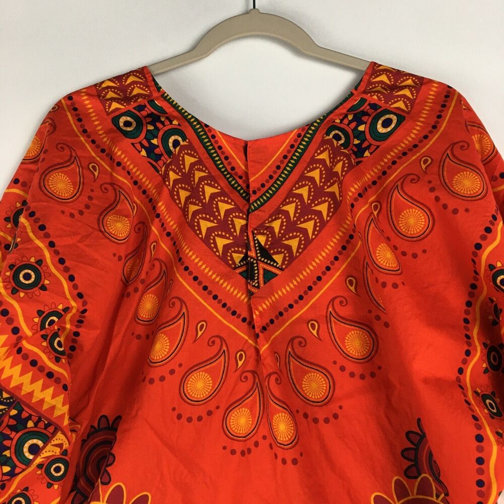 SPIRIT HALLOWEEN Dashiki Tribal Caftan SHIRT HIPPIE ETHNIC ORANGE Men Sz L/XL - Picture 9 of 16